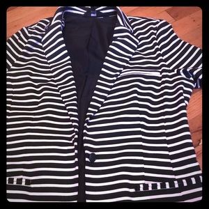 Women’s black and white striped blazer